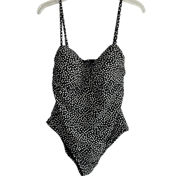 Catalina Black & White Dot Pattern One Piece Swimsuit Size 12 / 14 Built-in Bra - Picture 1 of 10